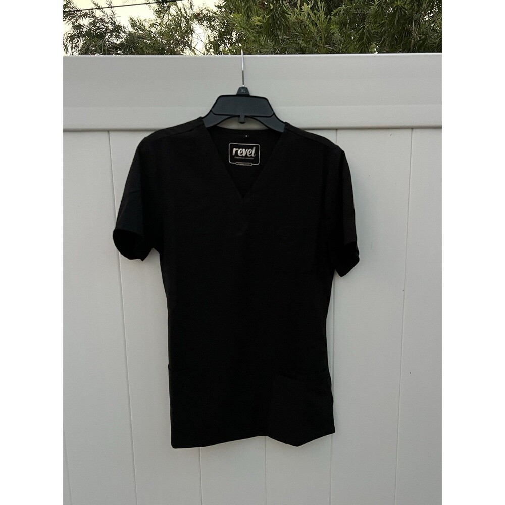 Revel Stretch Scrubs Top Black Short Sleeve